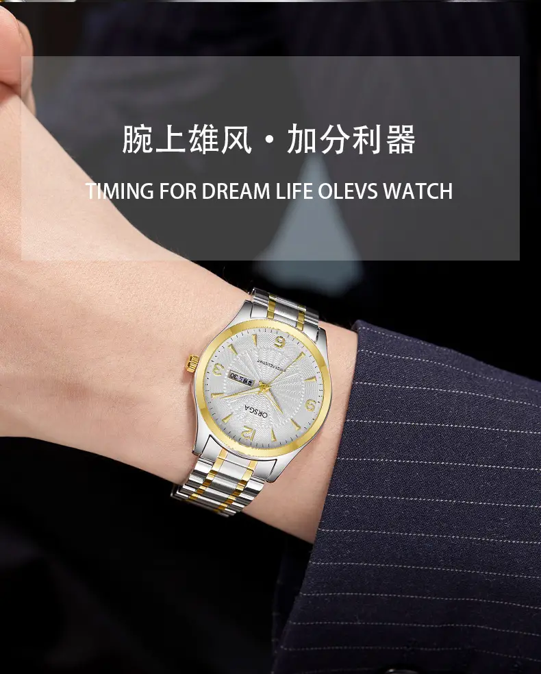 ORSGA Men's Blue Leather Calendar Watch — feature 4