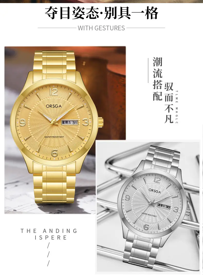 ORSGA Men's Blue Leather Calendar Watch — feature 7