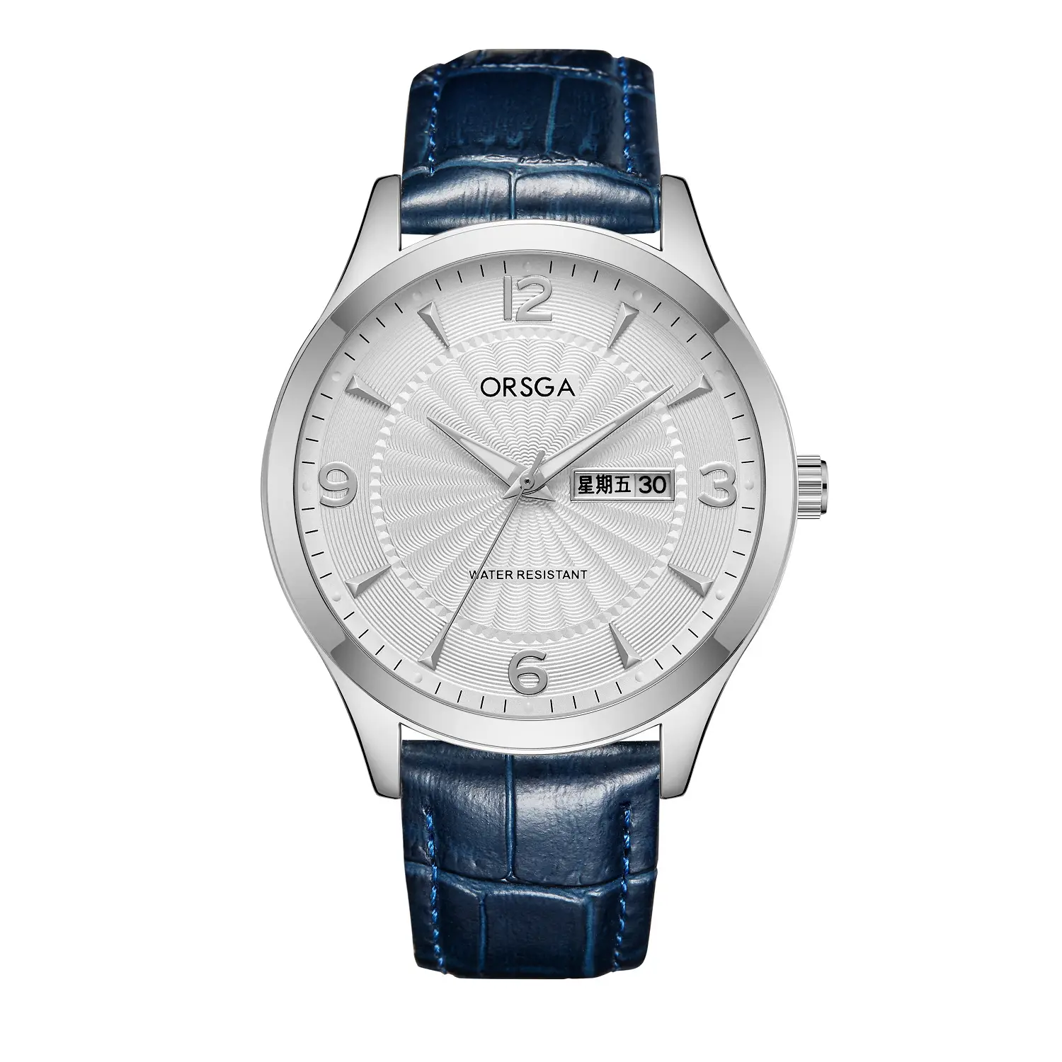 Blue Belt Silver Shell White Face