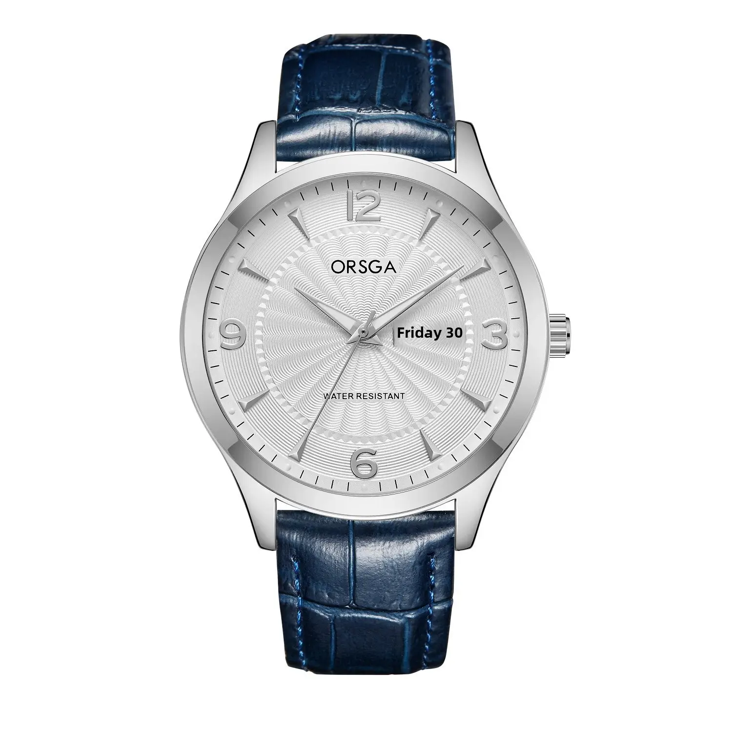 ORSGA Men's Blue Leather Calendar Watch - Image 8