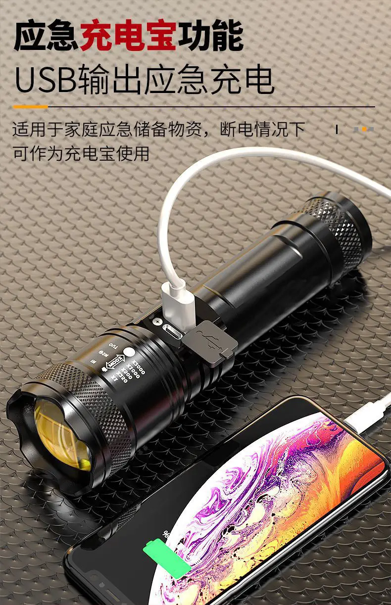 Multifunctional Cross-Border Flashlight with Telescopic Focus β feature 2