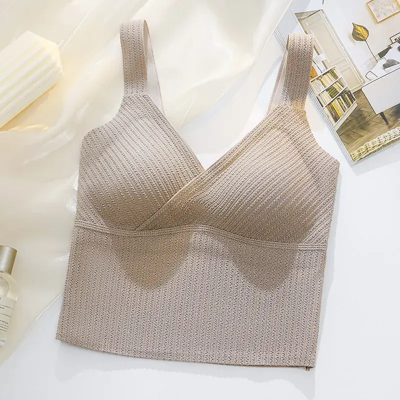 Black Bubble Striped Warm Vest Bra One Piece - Image 2