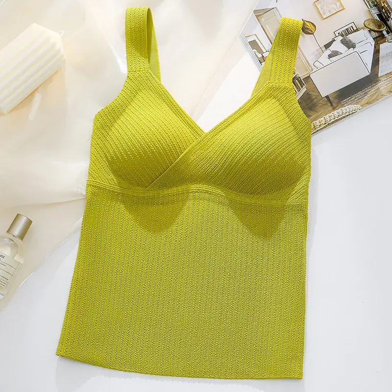 Black Bubble Striped Warm Vest Bra One Piece - Image 6