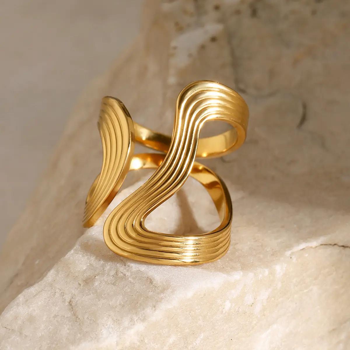 Golden Exaggerated Rings Set for Women — feature 14