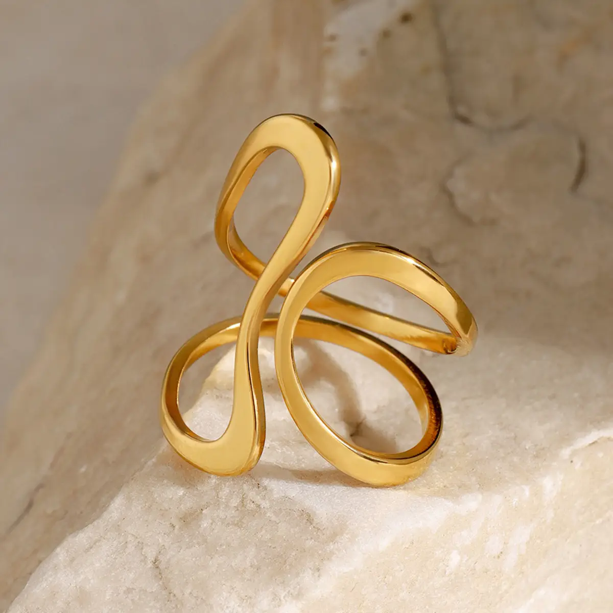 Golden Exaggerated Rings Set for Women — feature 15