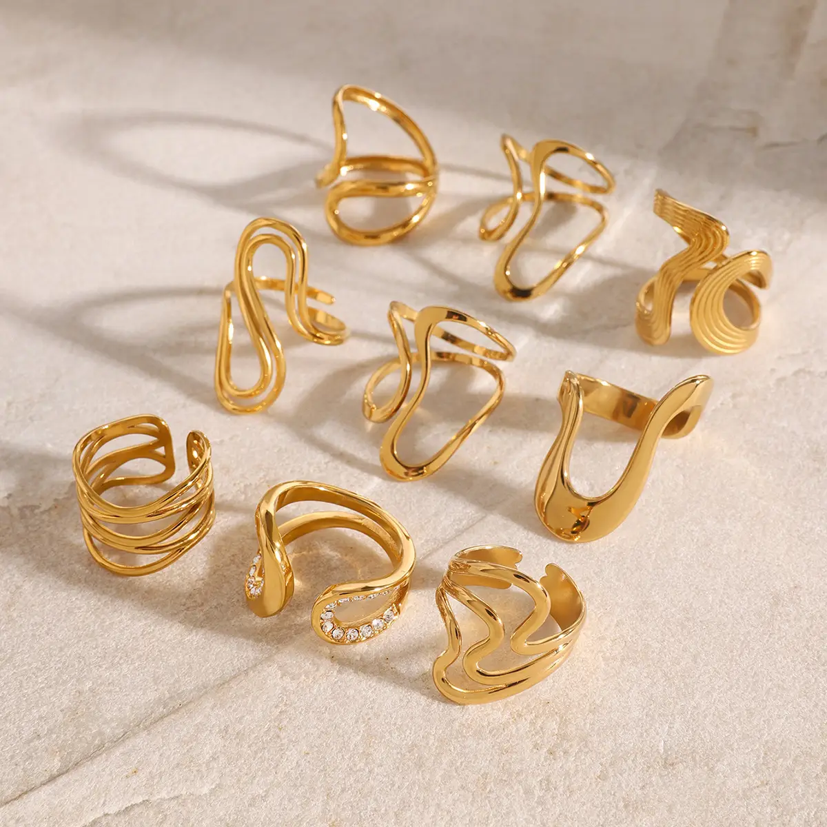Golden Exaggerated Rings Set for Women — feature 8