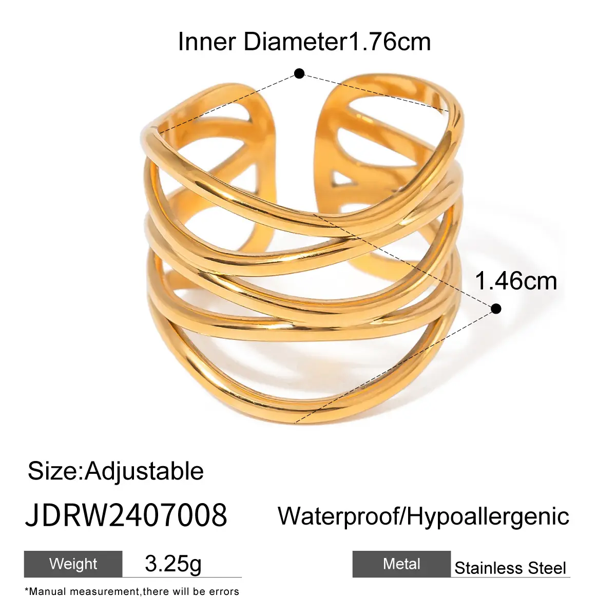 Golden Exaggerated Rings Set for Women