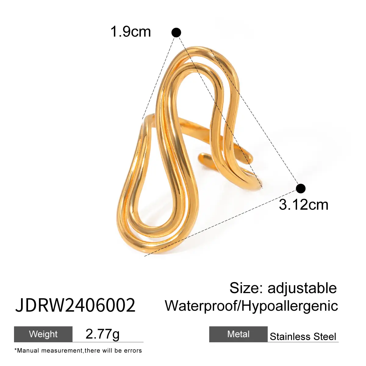 Golden Exaggerated Rings Set for Women