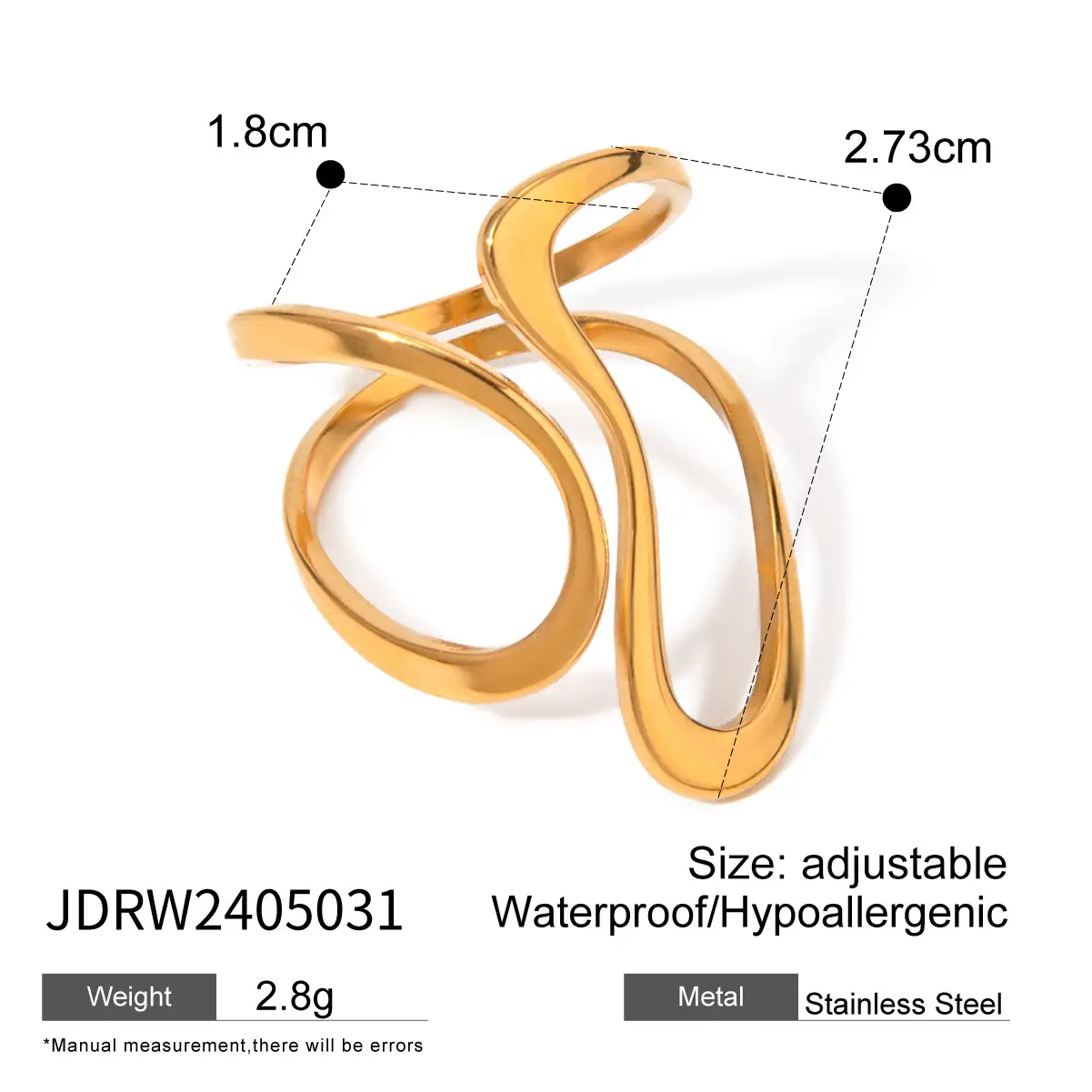 Golden Exaggerated Rings Set for Women