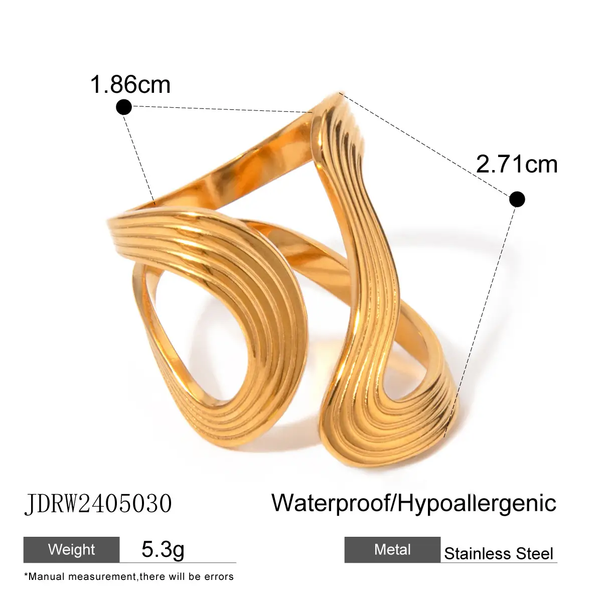 Golden Exaggerated Rings Set for Women