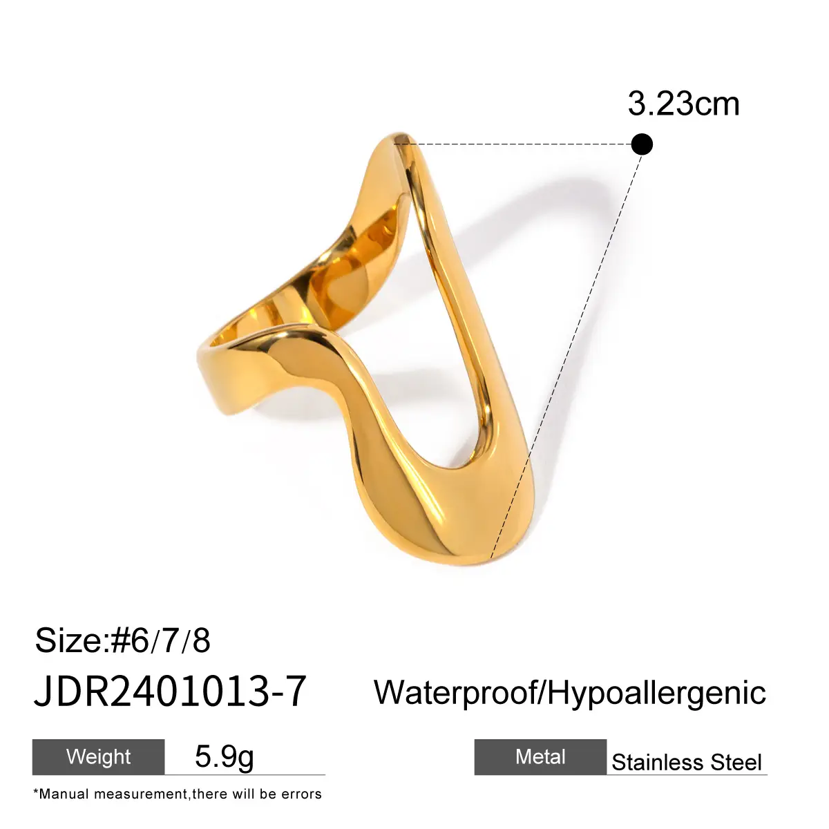 Golden Exaggerated Rings Set for Women