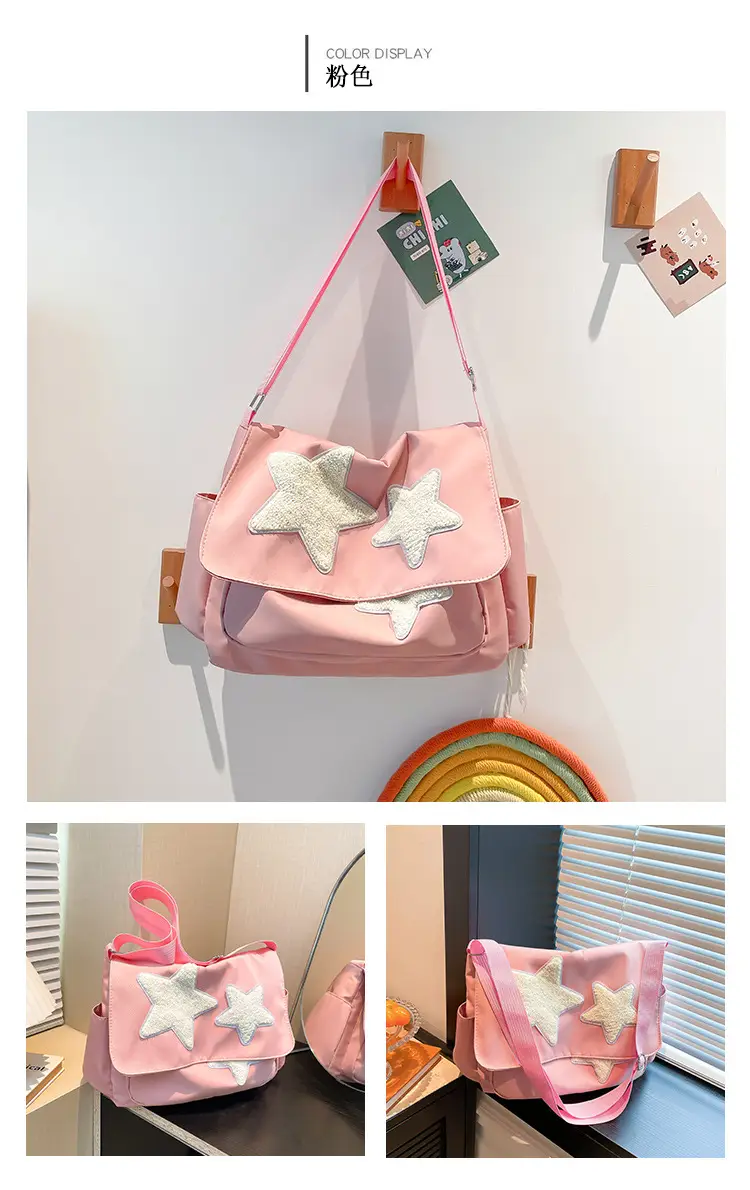 Pink Five-Point Star Shoulder Bag for Women — feature 12