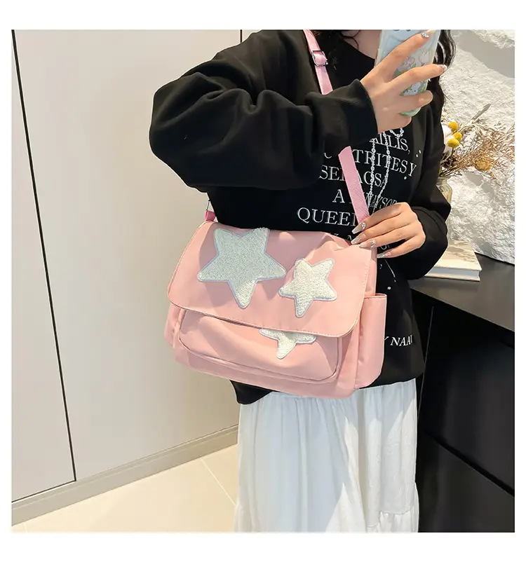 Pink Five-Point Star Shoulder Bag for Women — feature 24