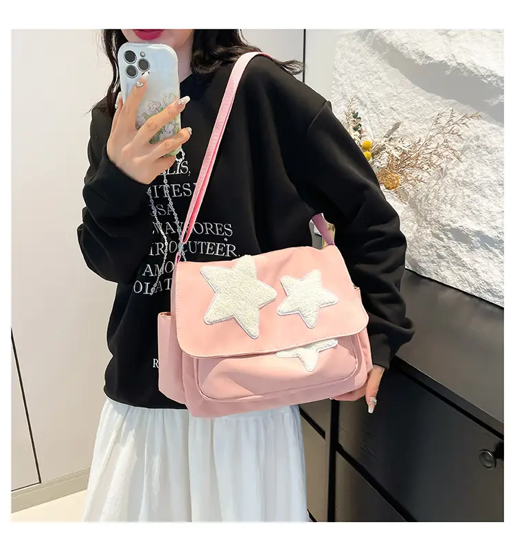 Pink Five-Point Star Shoulder Bag for Women — feature 25