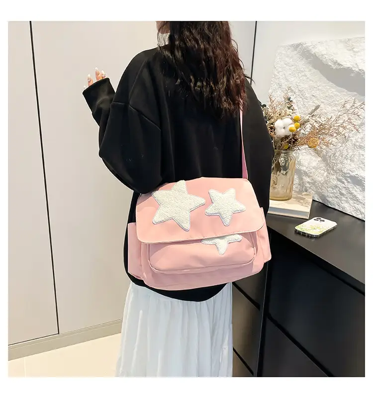 Pink Five-Point Star Shoulder Bag for Women — feature 28