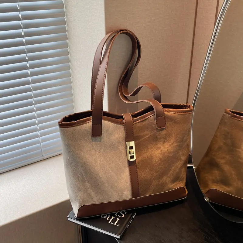 Women Retro Textile Shoulder Tote Bag Large Capacity 2024 - Image 3
