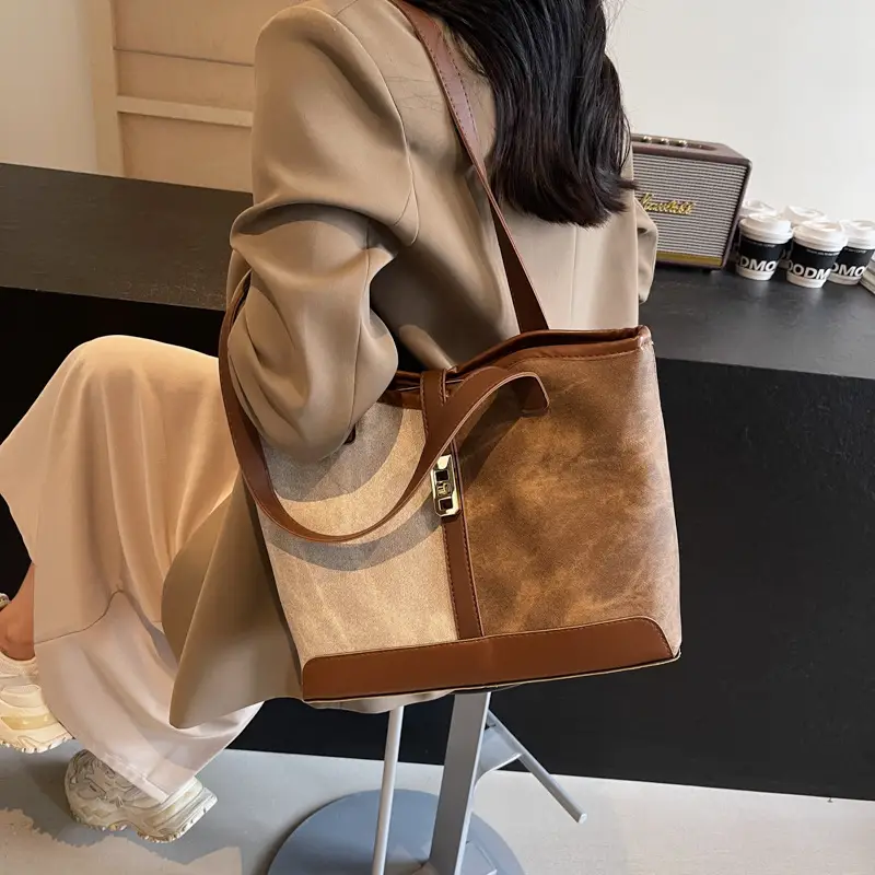 Women Retro Textile Shoulder Tote Bag Large Capacity 2024 - Image 5