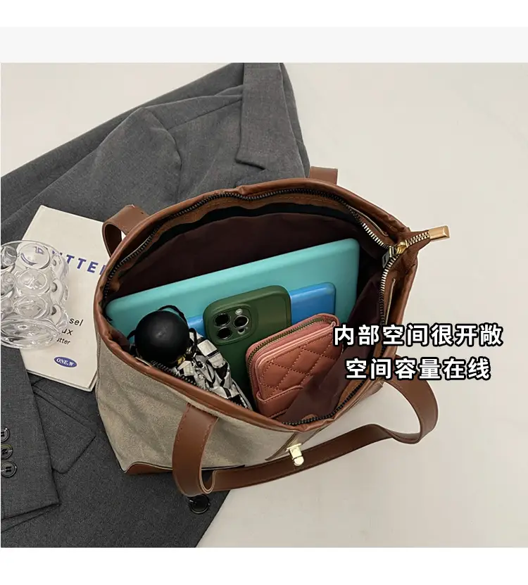 Women Retro Textile Shoulder Tote Bag Large Capacity 2024 — feature 9