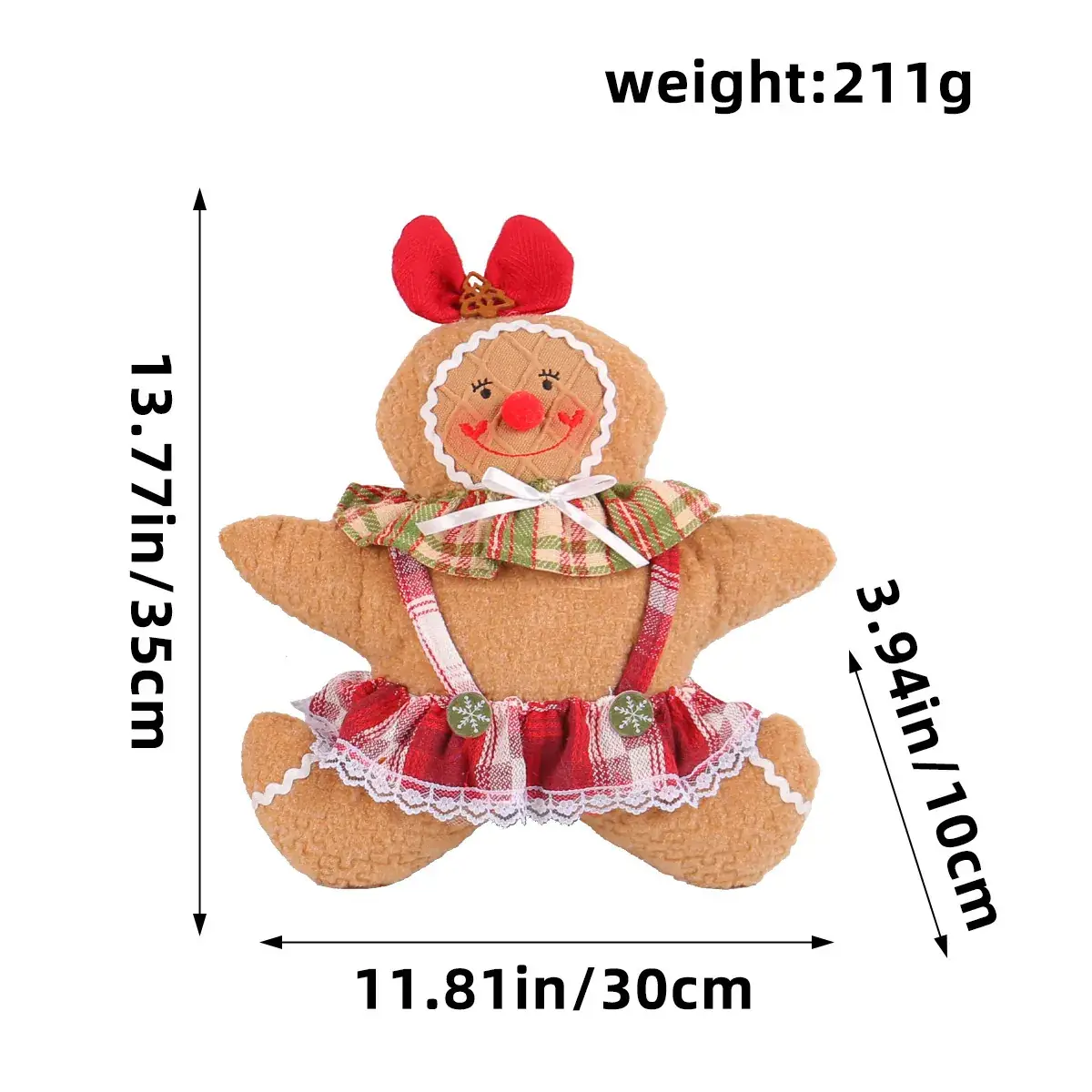 Christmas Gingerbread Doll with Red Dress 211g