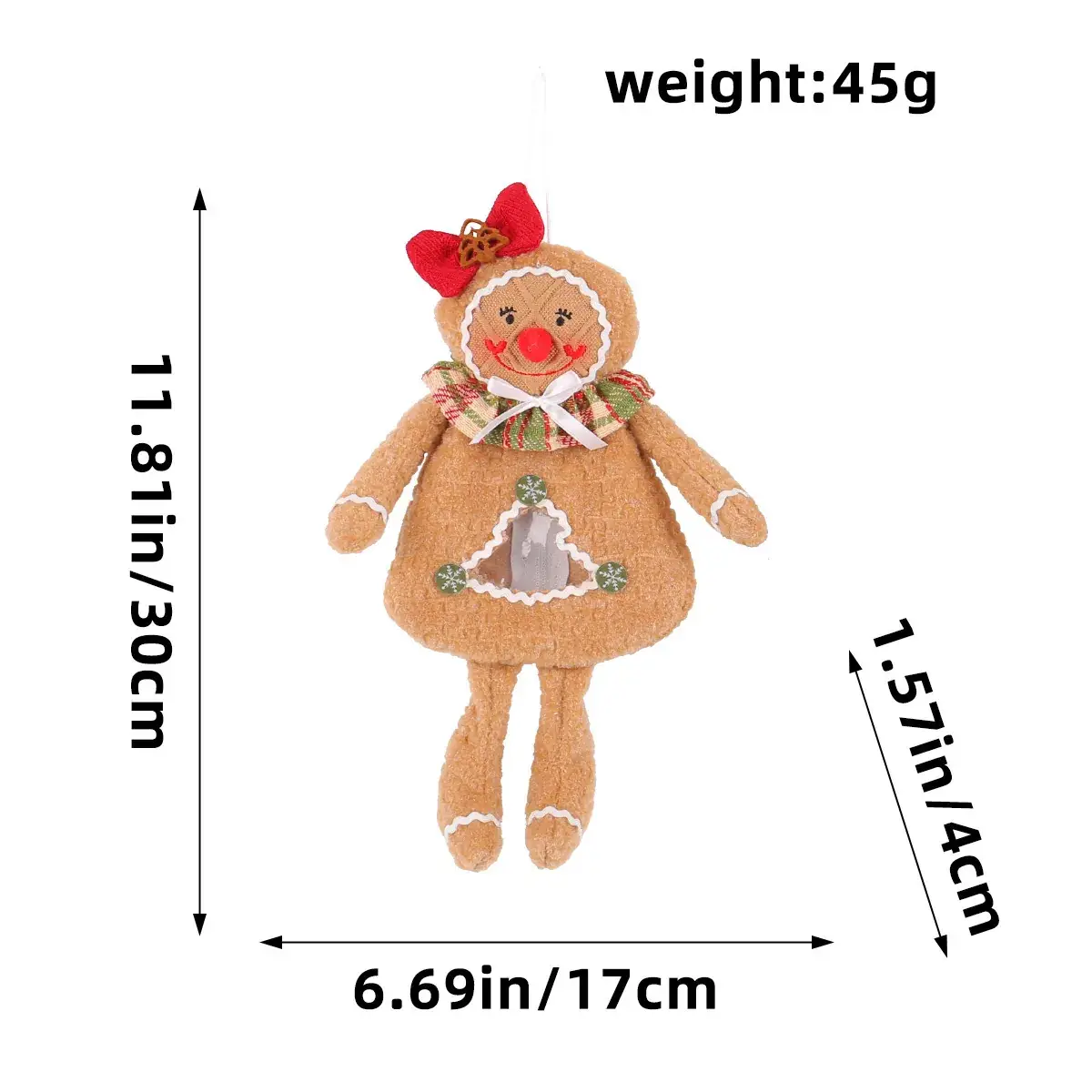 Christmas Gingerbread Doll with Red Dress 211g