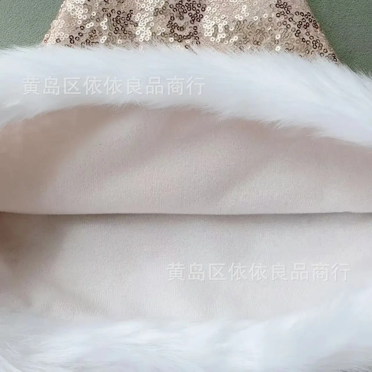 Christmas Hat Champagne Sequin White Pom Pom — feature 13