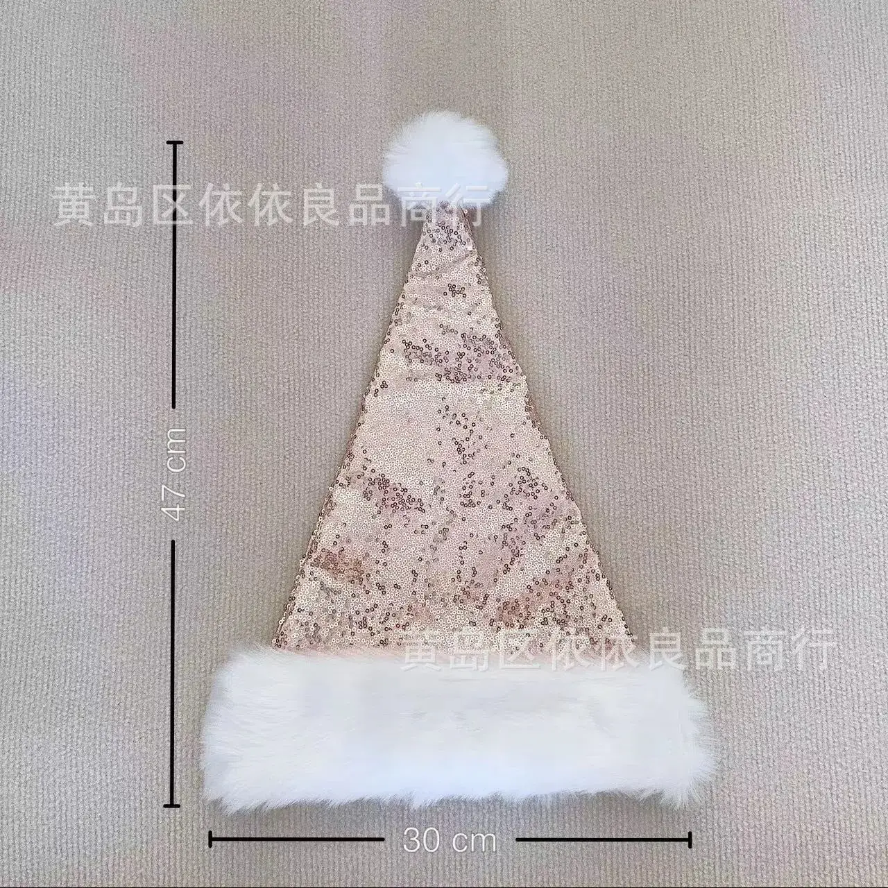 Christmas Hat Champagne Sequin White Pom Pom — feature 6