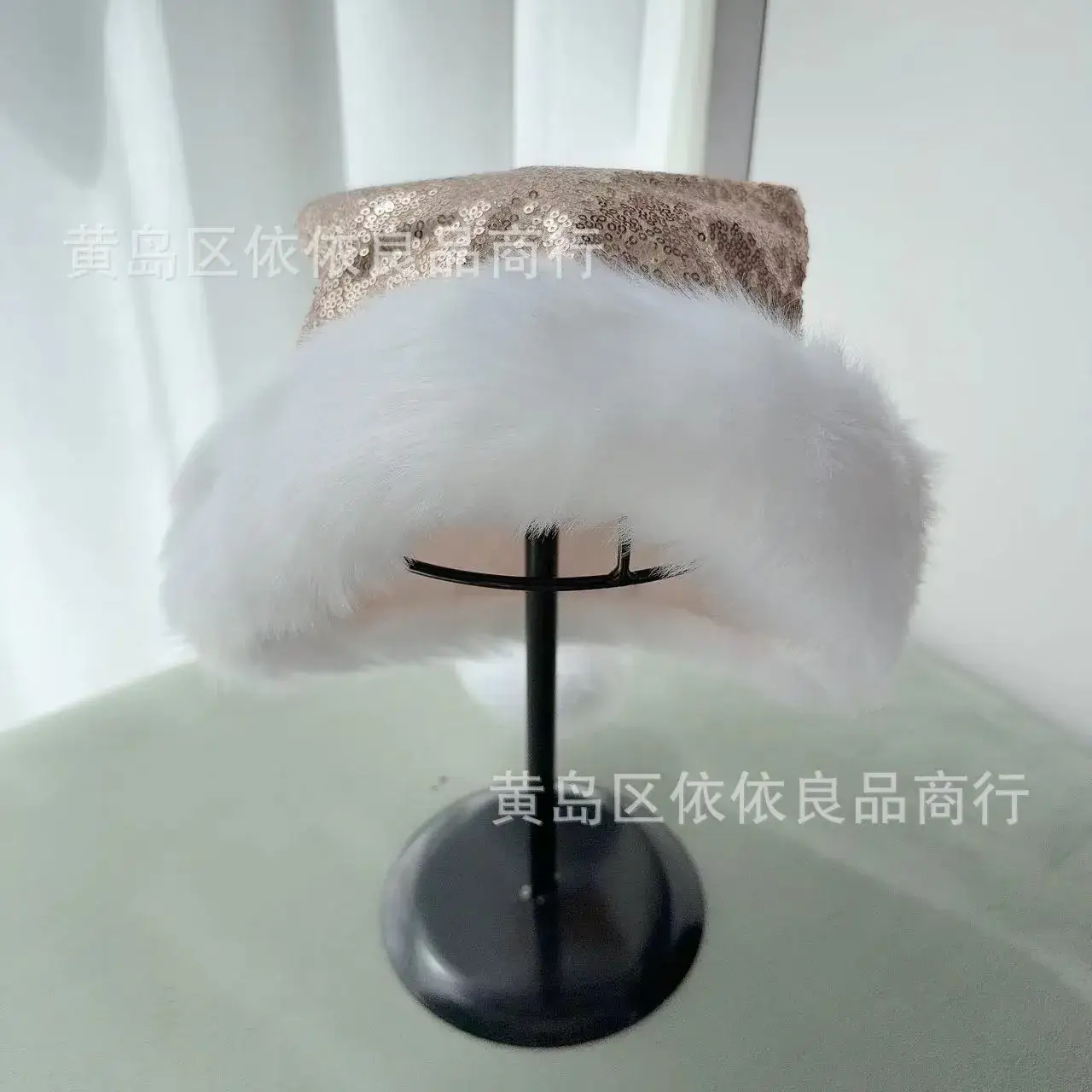 Christmas Hat Champagne Sequin White Pom Pom — feature 9