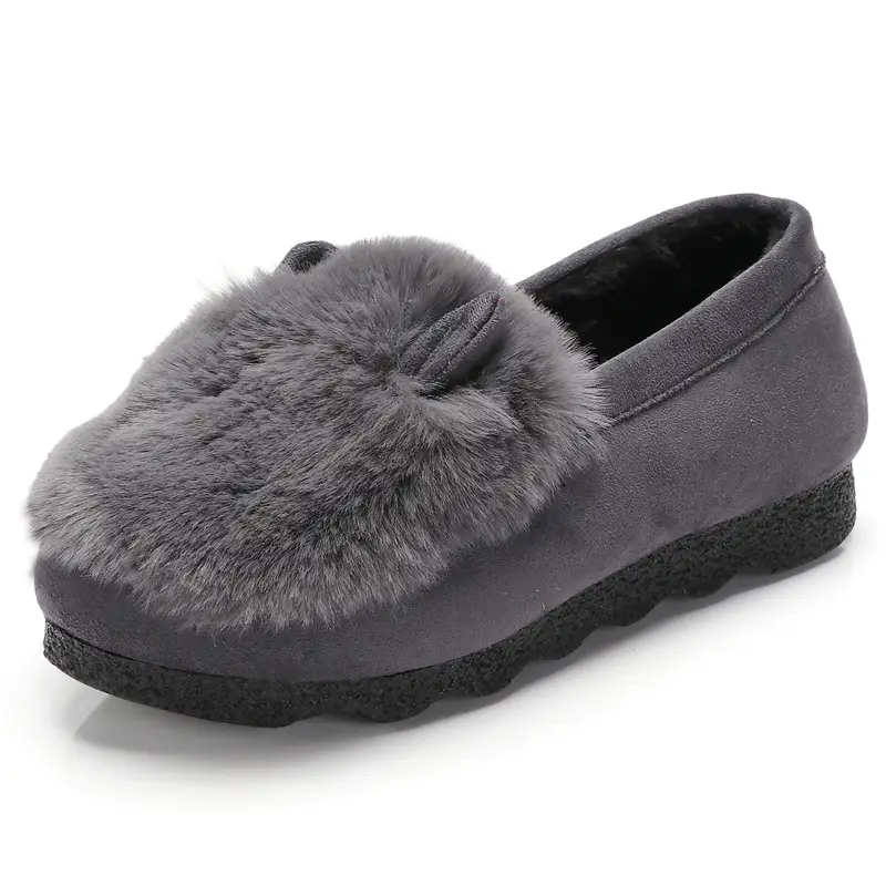 Rabbit Ear Furry Shoes for Women, Fleece-Lined Warm Loafers, 2025 New Autumn and Winter Versatile Flat-Soled Women's Cotton Shoes for Outdoor Wear - Image 7