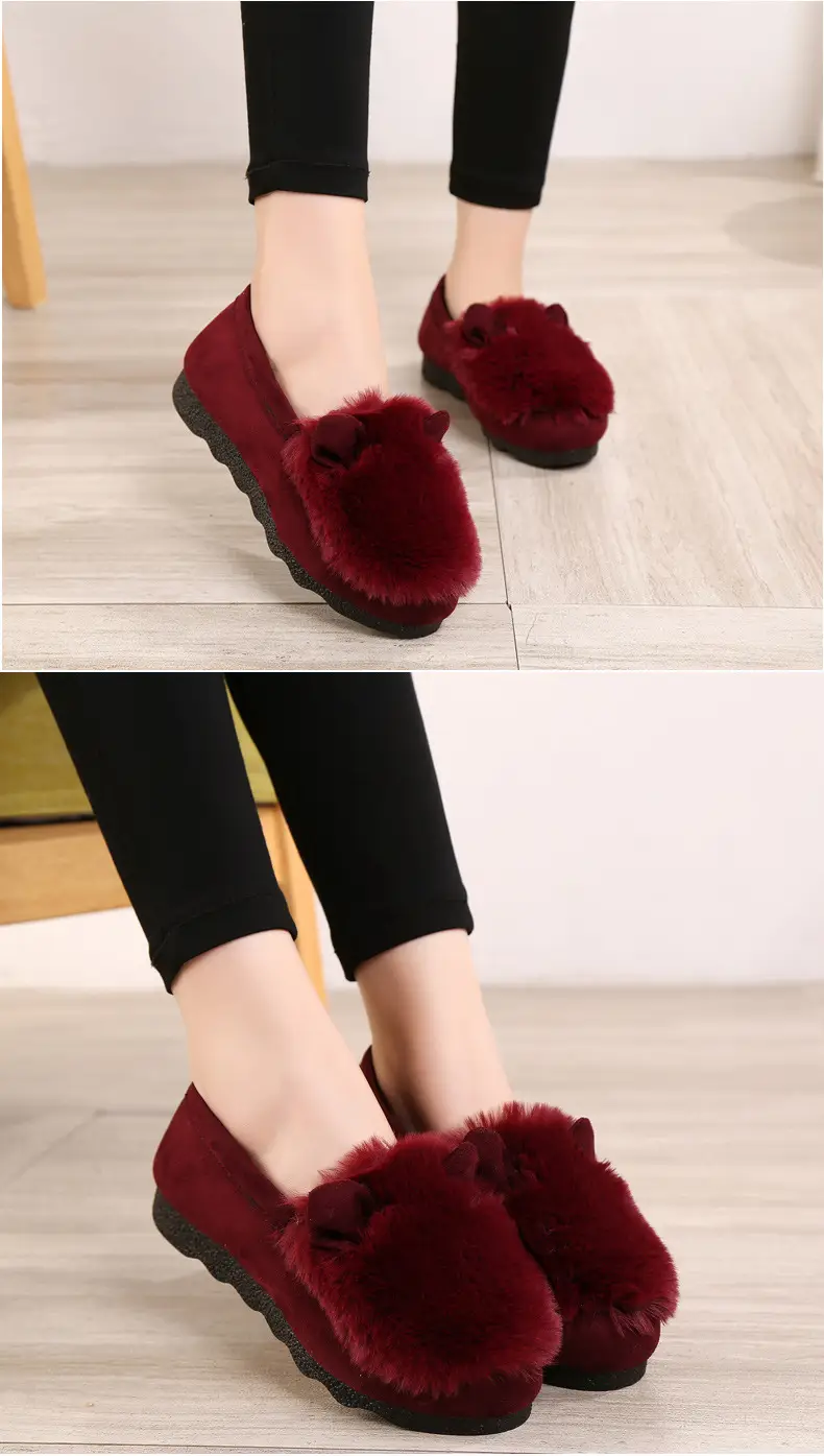 Rabbit Ear Furry Shoes for Women, Fleece-Lined Warm Loafers, 2025 New Autumn and Winter Versatile Flat-Soled Women's Cotton Shoes for Outdoor Wear — feature 14