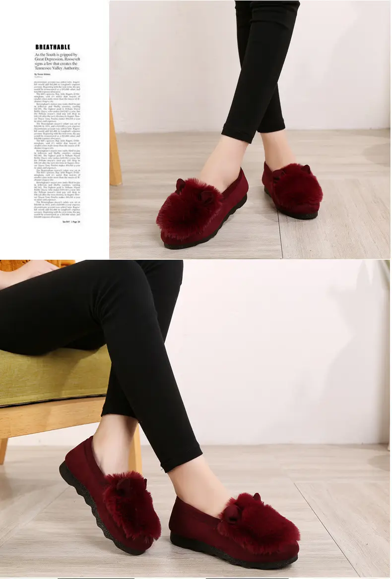 Rabbit Ear Furry Shoes for Women, Fleece-Lined Warm Loafers, 2025 New Autumn and Winter Versatile Flat-Soled Women's Cotton Shoes for Outdoor Wear — feature 15