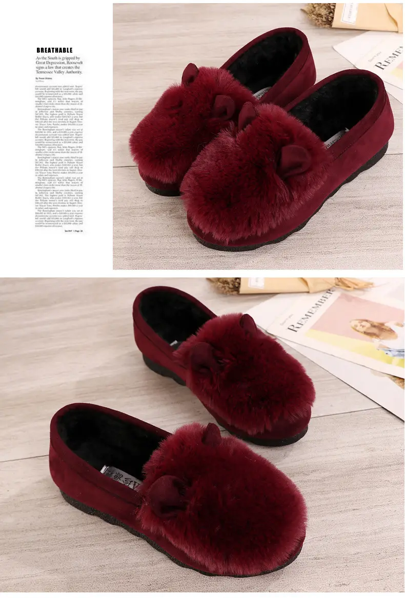 Rabbit Ear Furry Shoes for Women, Fleece-Lined Warm Loafers, 2025 New Autumn and Winter Versatile Flat-Soled Women's Cotton Shoes for Outdoor Wear — feature 22