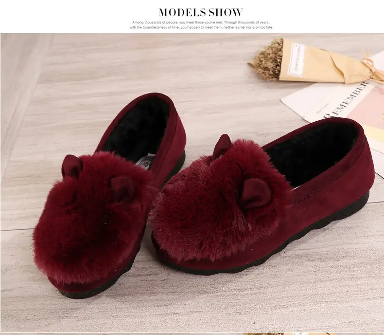 Rabbit Ear Furry Shoes for Women, Fleece-Lined Warm Loafers, 2025 New Autumn and Winter Versatile Flat-Soled Women's Cotton Shoes for Outdoor Wear — feature 23