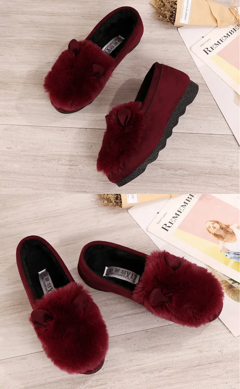 Rabbit Ear Furry Shoes for Women, Fleece-Lined Warm Loafers, 2025 New Autumn and Winter Versatile Flat-Soled Women's Cotton Shoes for Outdoor Wear — feature 24