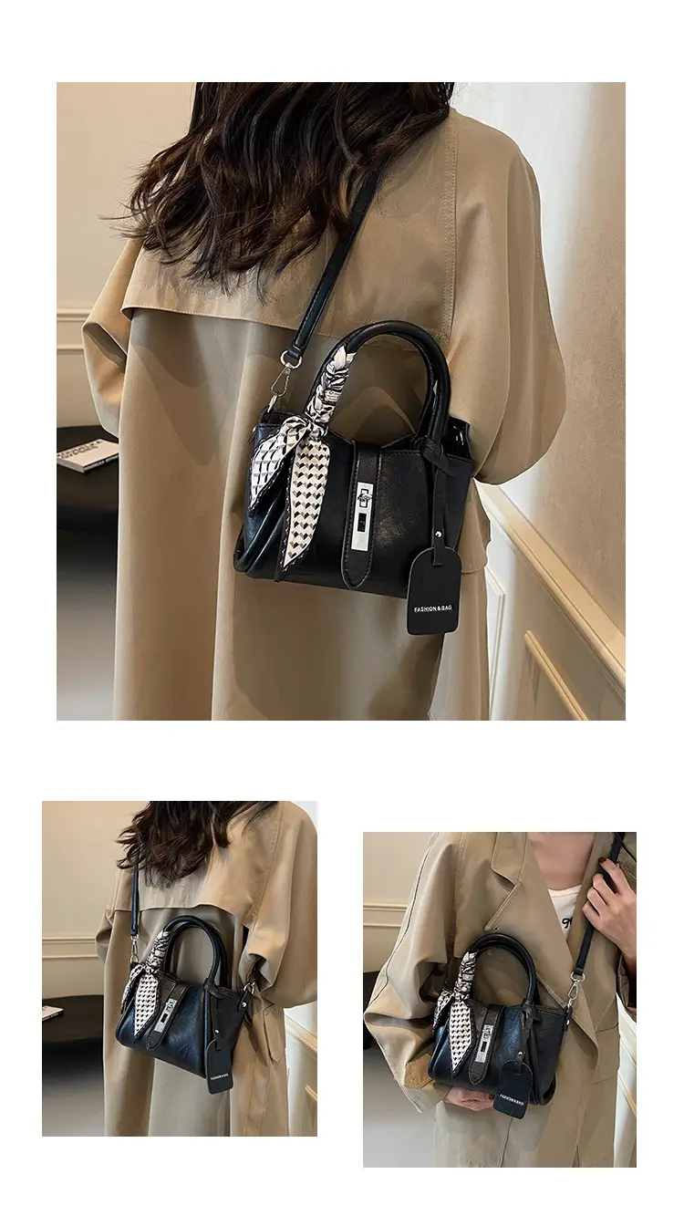Black Western Style Shoulder Bag with Crossbody Strap — feature 9