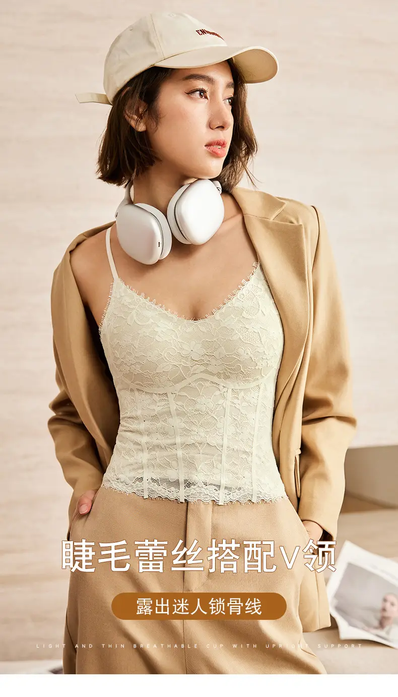 Warm Long Eyelash Back Sling V-Neck Top — feature 10