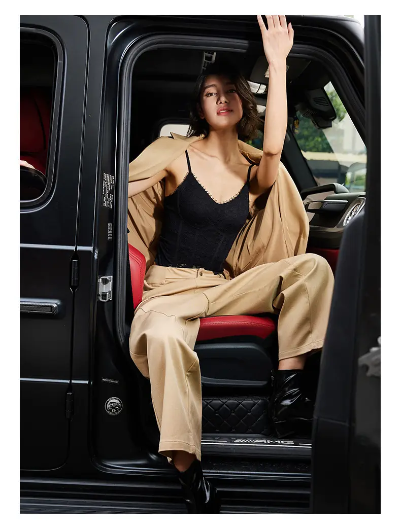 Warm Long Eyelash Back Sling V-Neck Top — feature 21