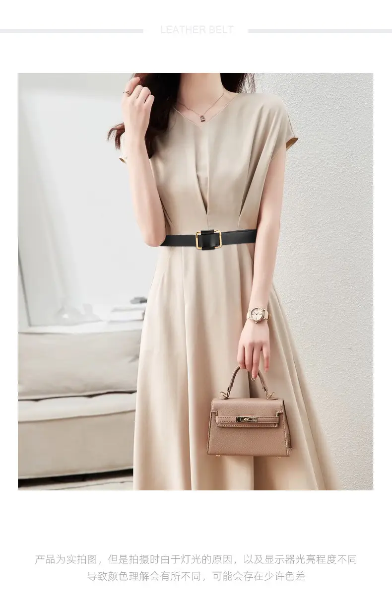 Black Leather Belt with Square Buckle for Women — feature 1