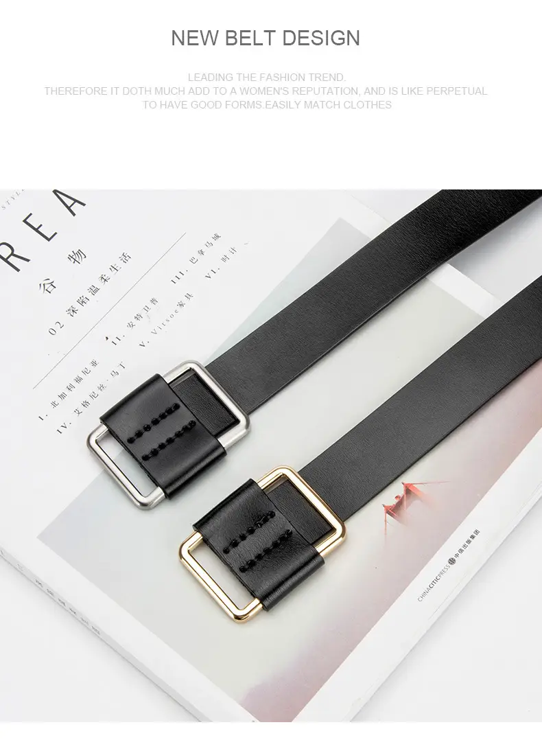 Black Leather Belt with Square Buckle for Women — feature 10