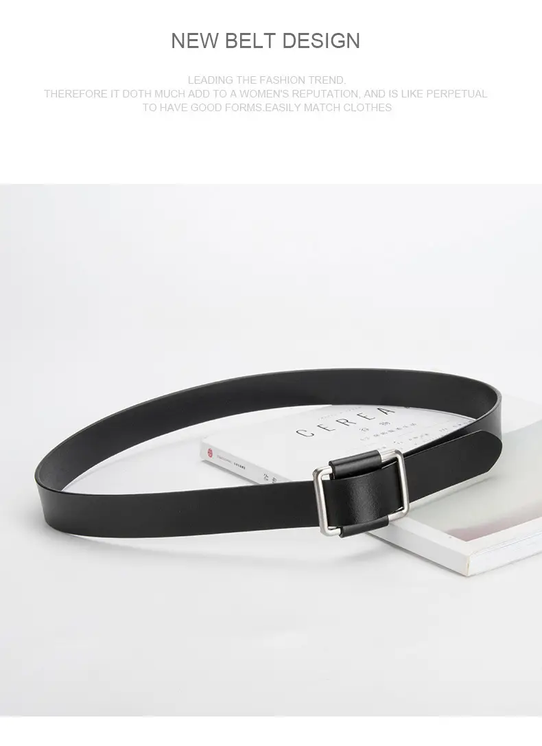 Black Leather Belt with Square Buckle for Women — feature 11