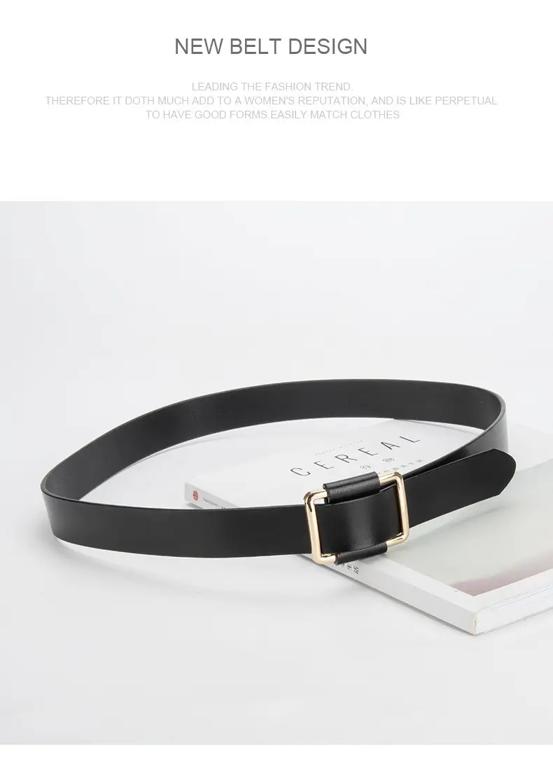Black Leather Belt with Square Buckle for Women — feature 12