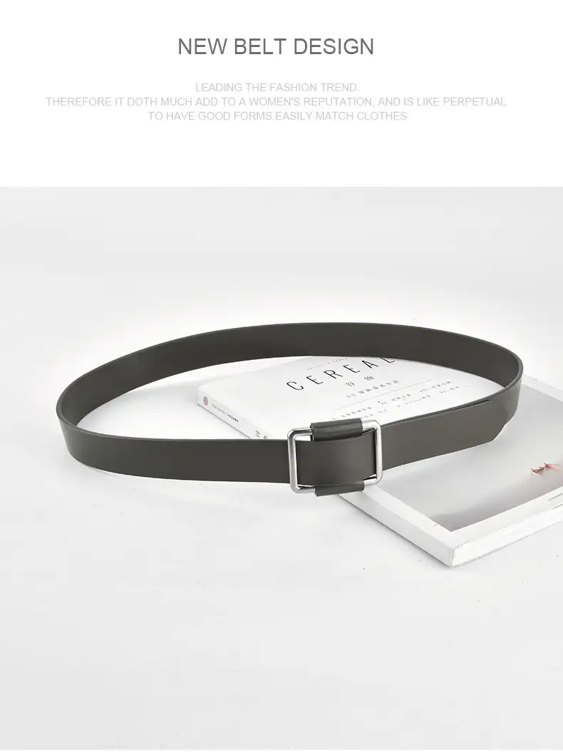 Black Leather Belt with Square Buckle for Women — feature 14