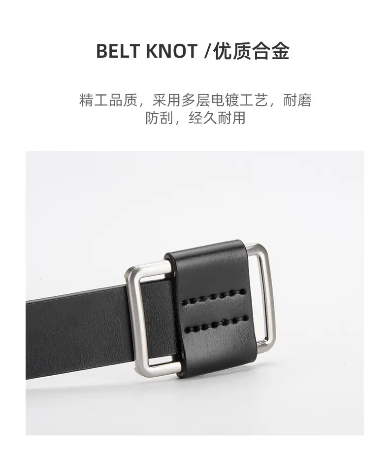 Black Leather Belt with Square Buckle for Women — feature 6