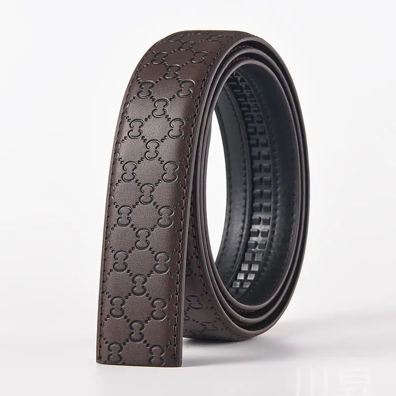Men's Brown Croc Embossed Belt 3.5cm Automatic Buckle