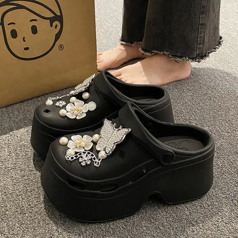 Black Pearl Butterfly Eva Clogs Women's Two-Wear - Image 5