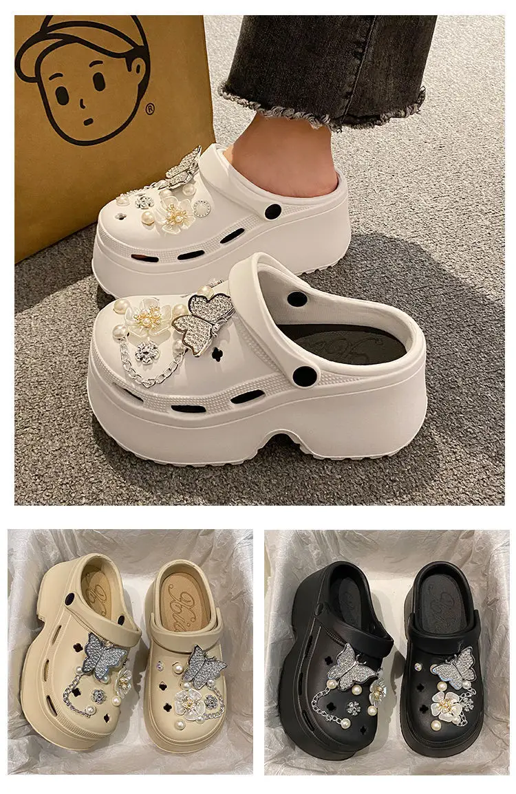 Black Pearl Butterfly Eva Clogs Women's Two-Wear — feature 14