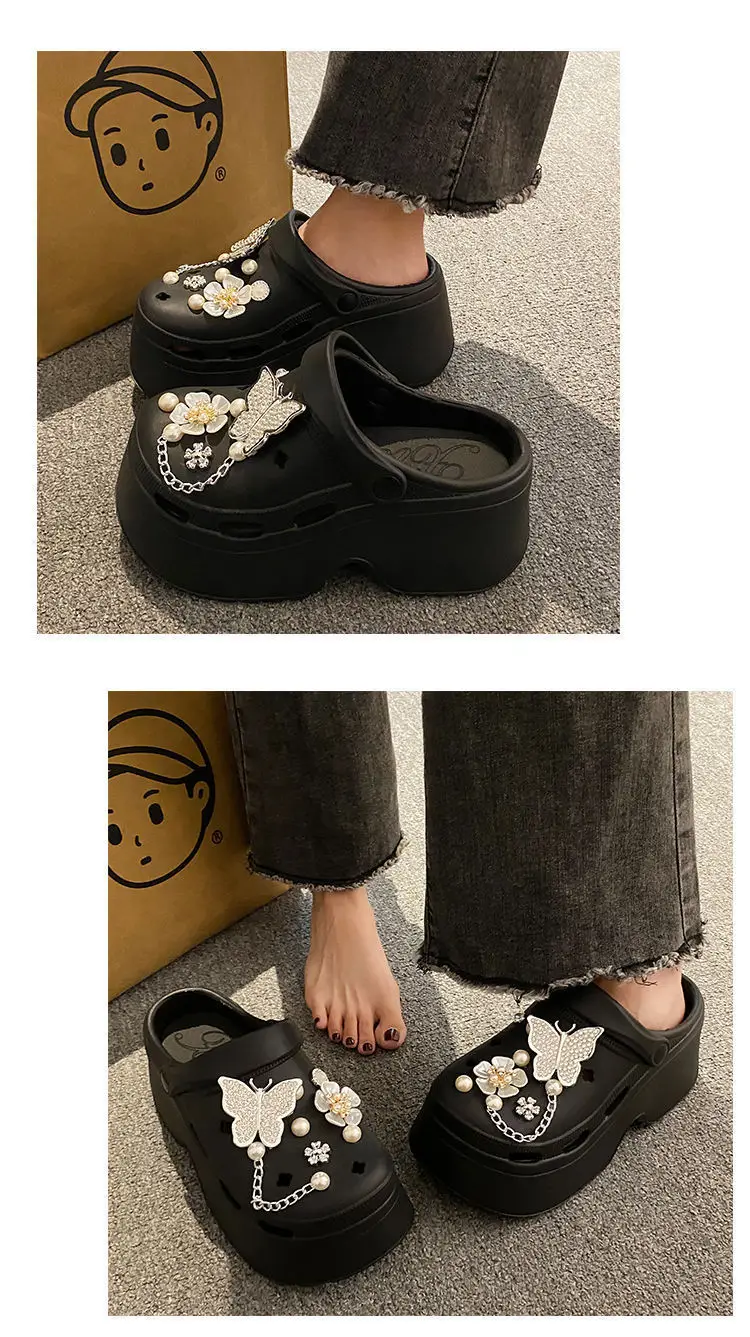 Black Pearl Butterfly Eva Clogs Women's Two-Wear — feature 15