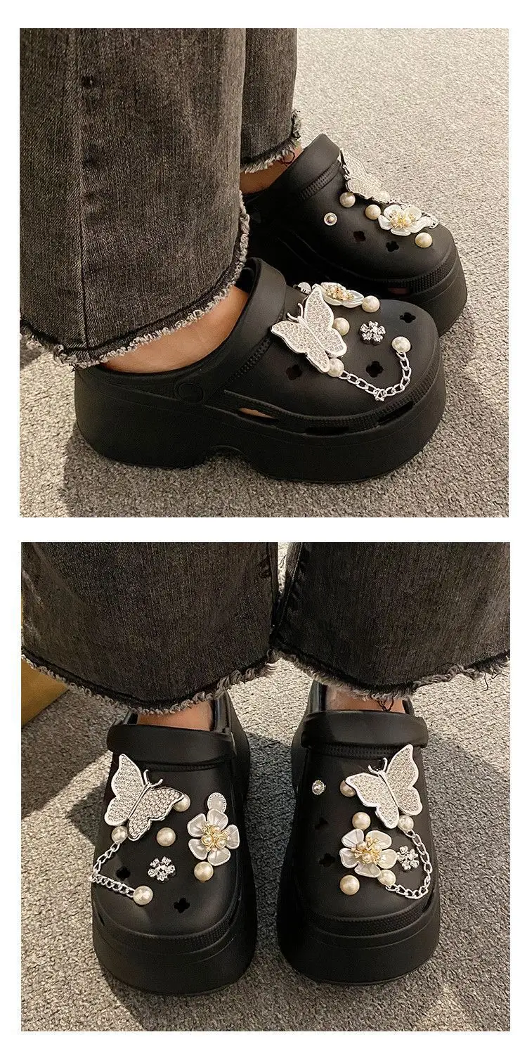 Black Pearl Butterfly Eva Clogs Women's Two-Wear — feature 16