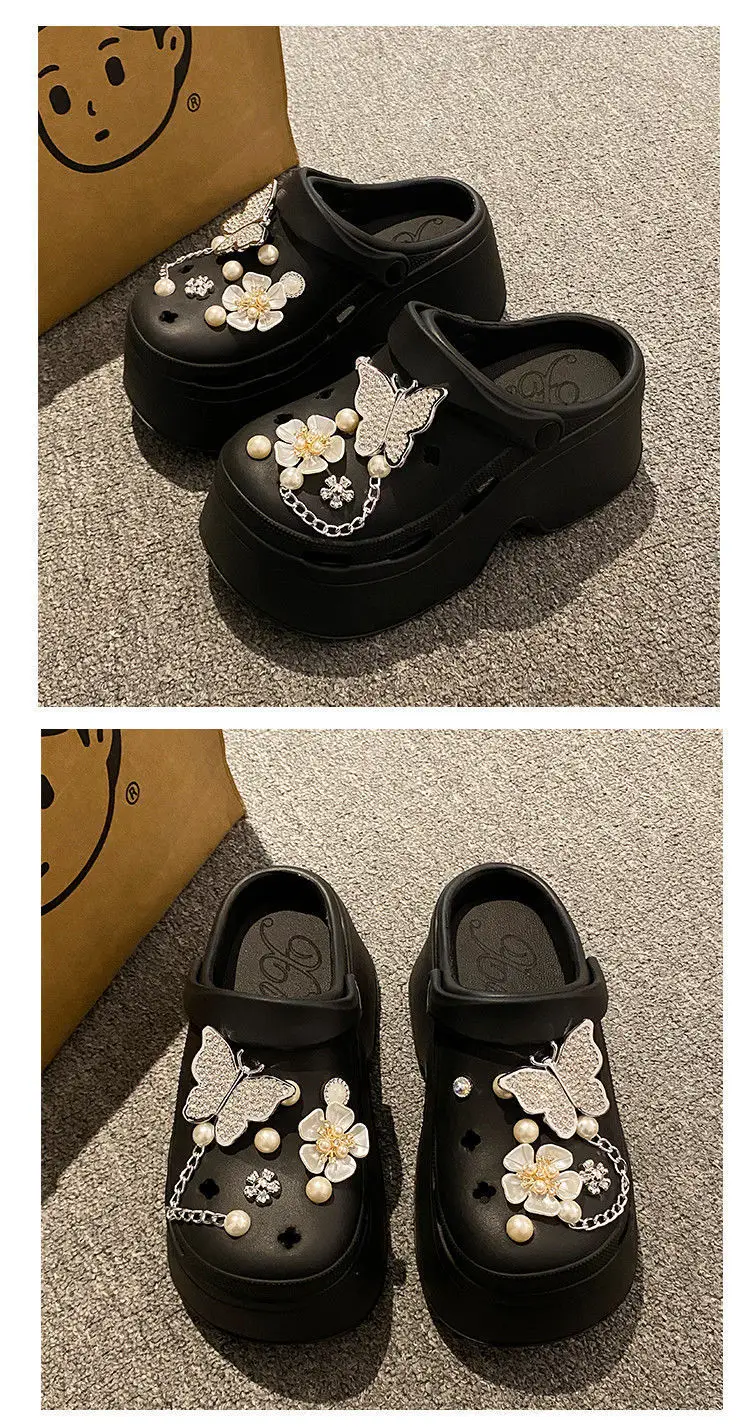 Black Pearl Butterfly Eva Clogs Women's Two-Wear — feature 22