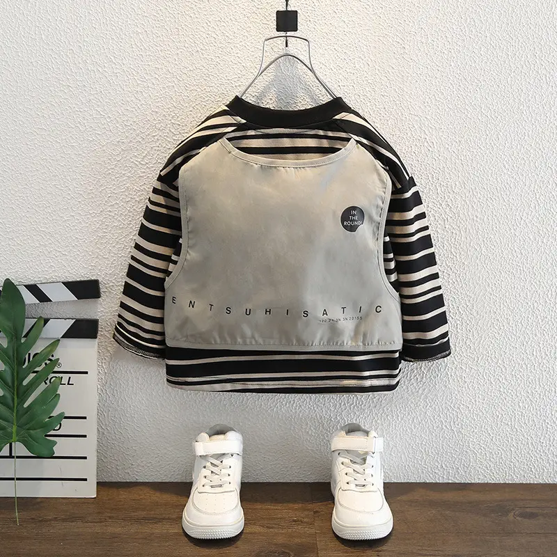 Boys Fake Two-Piece Sweatshirt 2025 Spring - Image 4