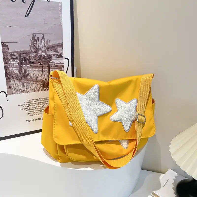 Women's Yellow Star Shoulder Bag Canvas Large Capacity